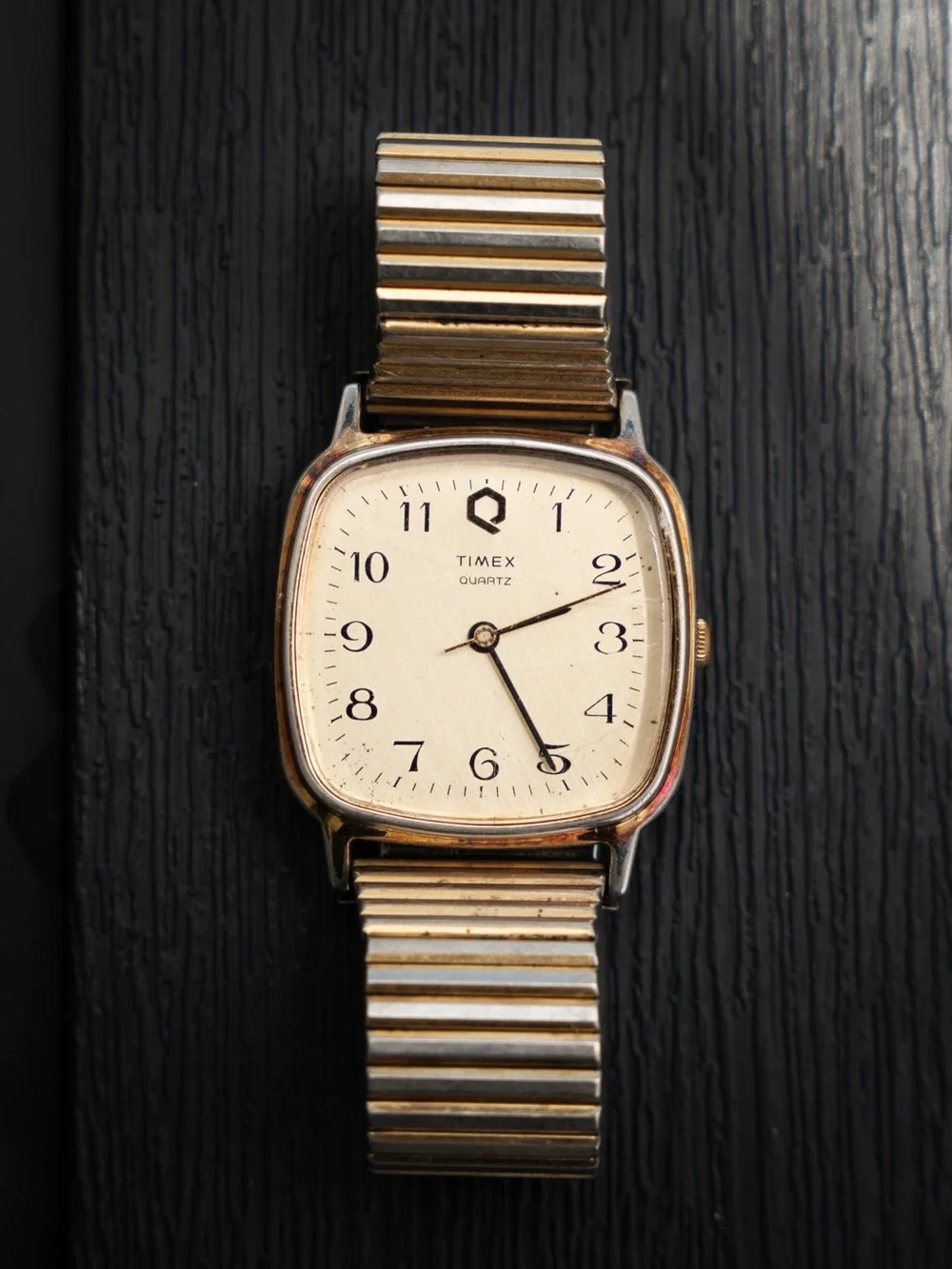 Timex Gold Tone Stretch Bracelet Dress Watch with Ivory Dial